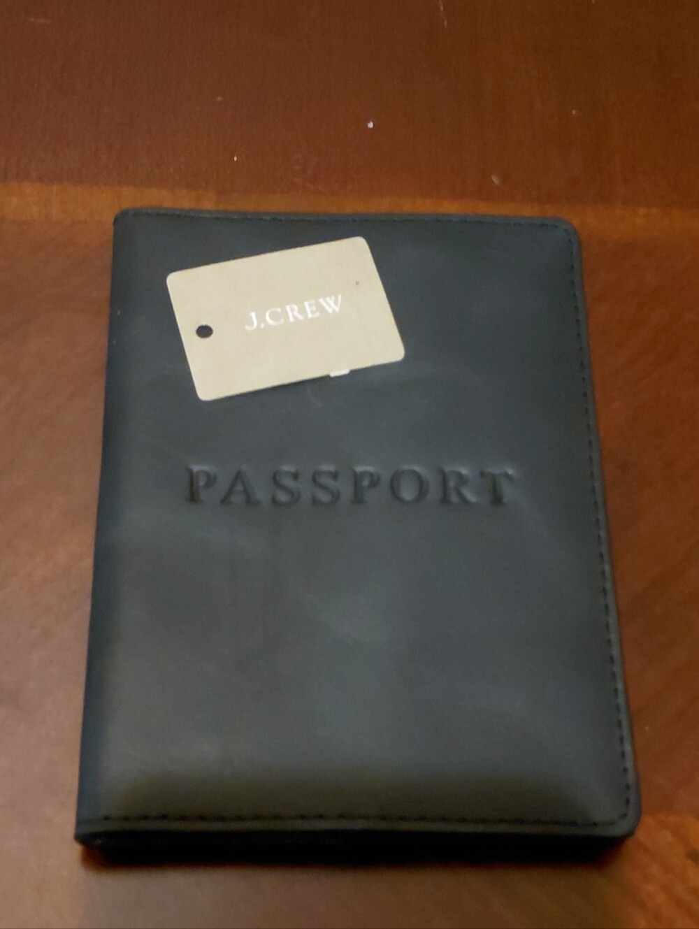 New J. Crew Black Leather Passport Holder